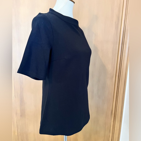 Talbots boat or funnel neck button back short sleeve top, dressy knit, small - Picture 4 of 10